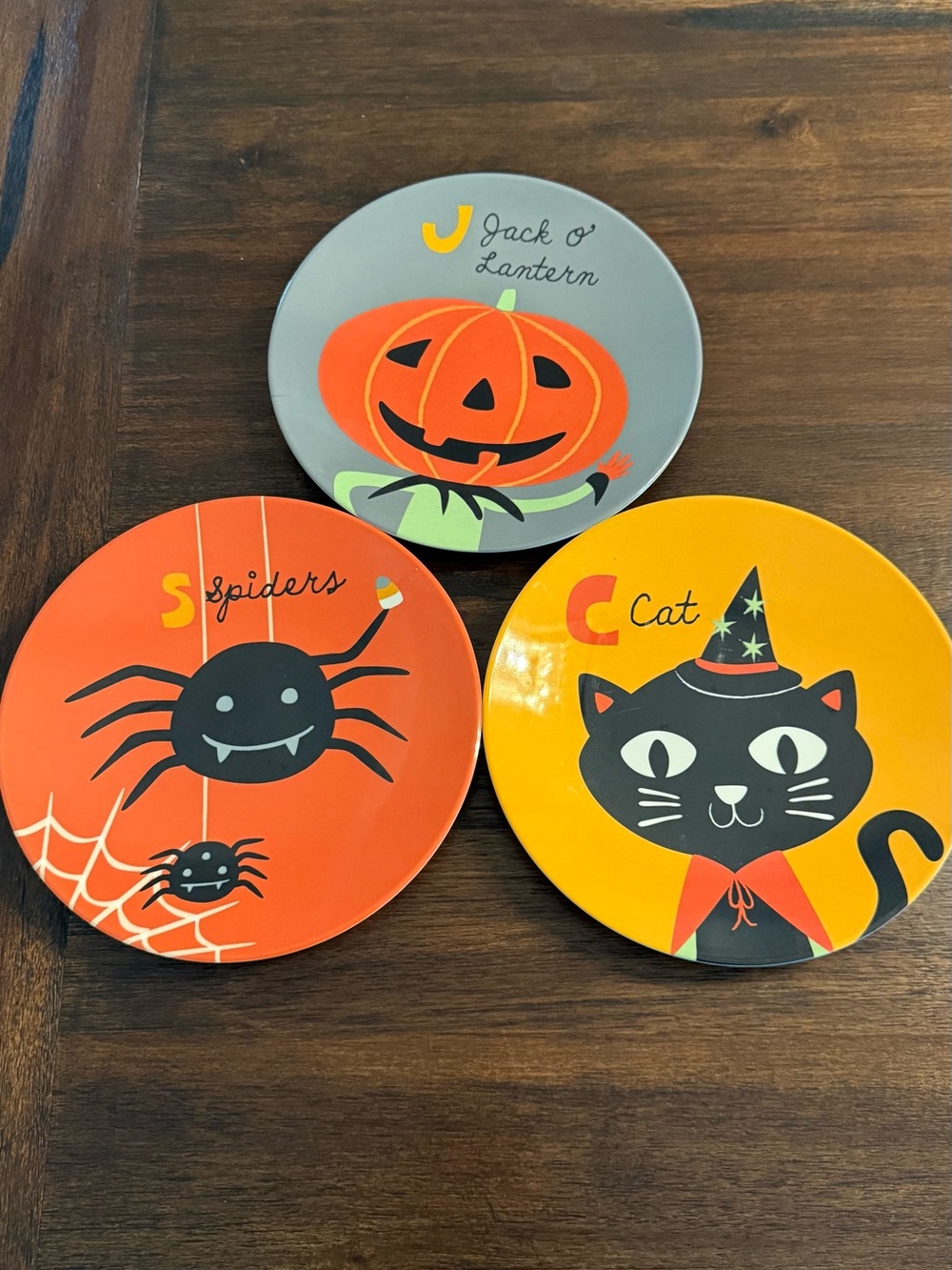 Pottery Barn Kids Halloween Plates - Orange, Yellow, Gray, Black